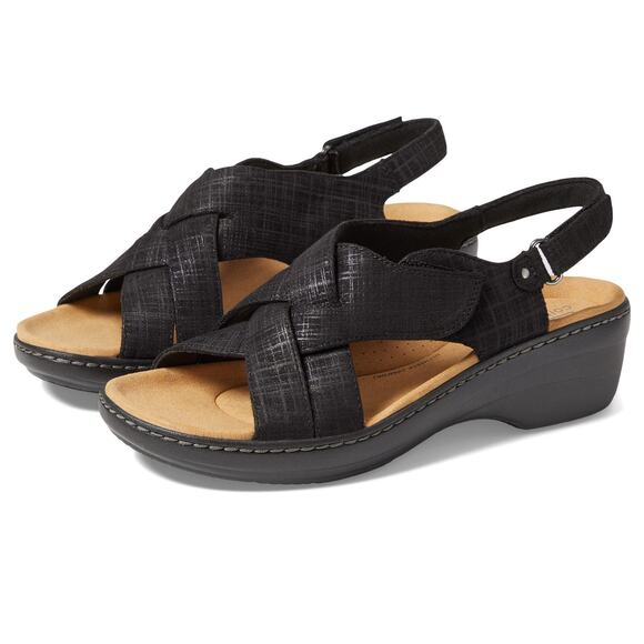 NWT Clarks Women's Merliah Echo Heeled Sandal, Black Interest, 9.5 Medium US - Picture 4 of 5